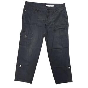 DKNY Black Cotton Cargo Pants Relaxed Fil Size 14